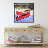 Paragon Boat on Still Water Red 29 X 29 X 2 Wall Art