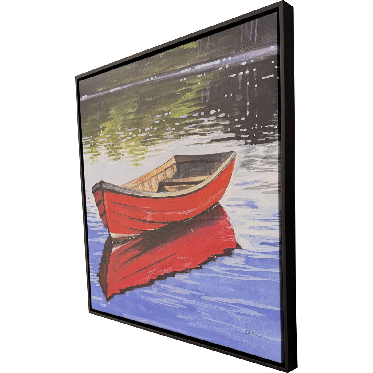 Paragon Boat on Still Water Red 29 X 29 X 2 Wall Art