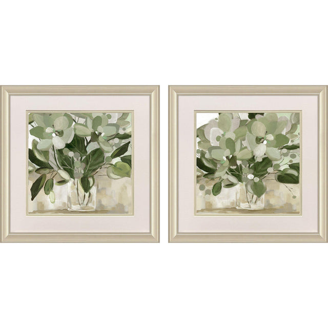 Paragon Green Blossom in Vase S/2 Green 18 X 18 X 1 Wall Art