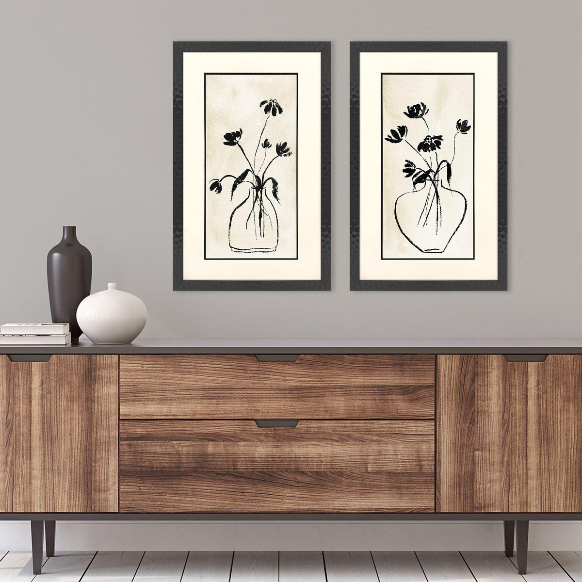 Paragon Coneflower S/2 Black 32 X 20 X 1 Wall Art