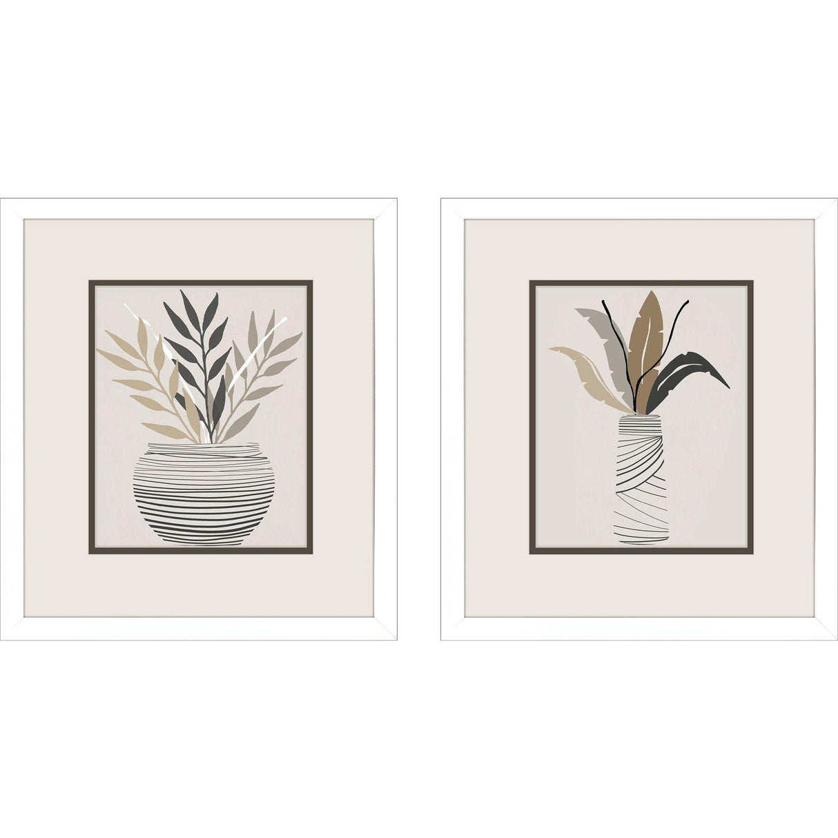 Paragon Palm Arrangement S/2 Brown 16 X 14 X 2 Wall Art