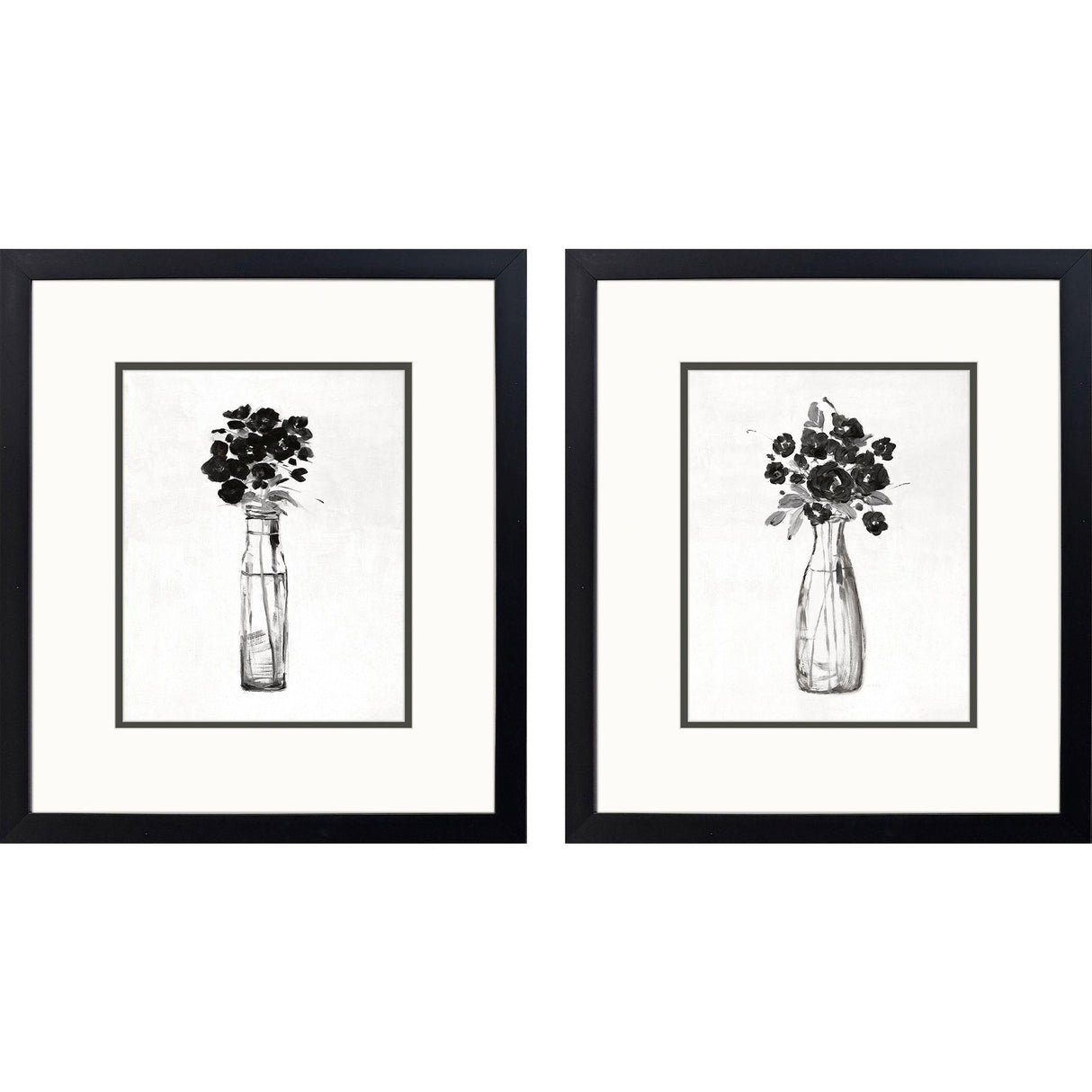 Paragon Sophisticated Floral S/2 Black 16 X 14 X 2 Wall Art