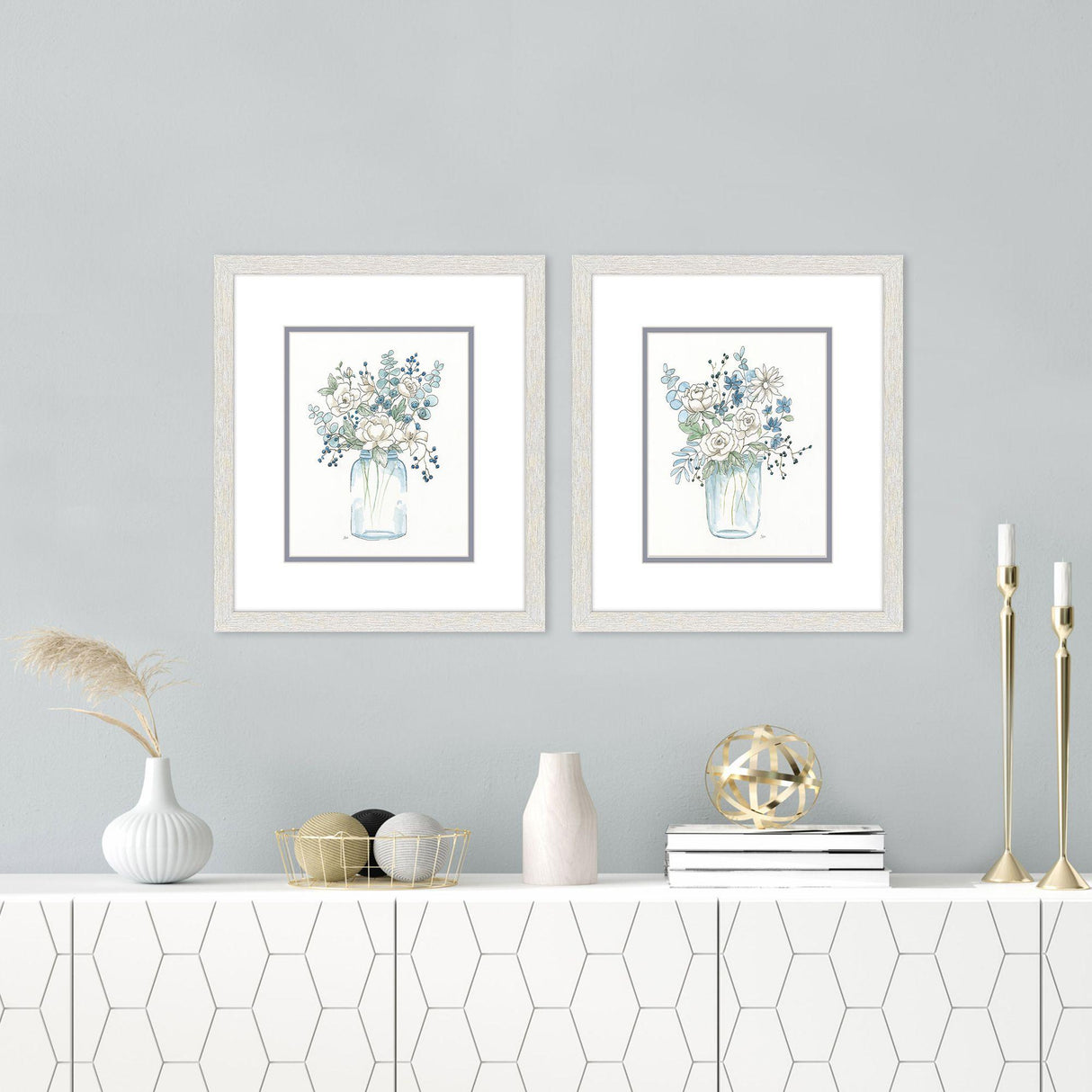 Paragon Bouquet Whisper S/2 Blue 16 X 14 X 1 Wall Art