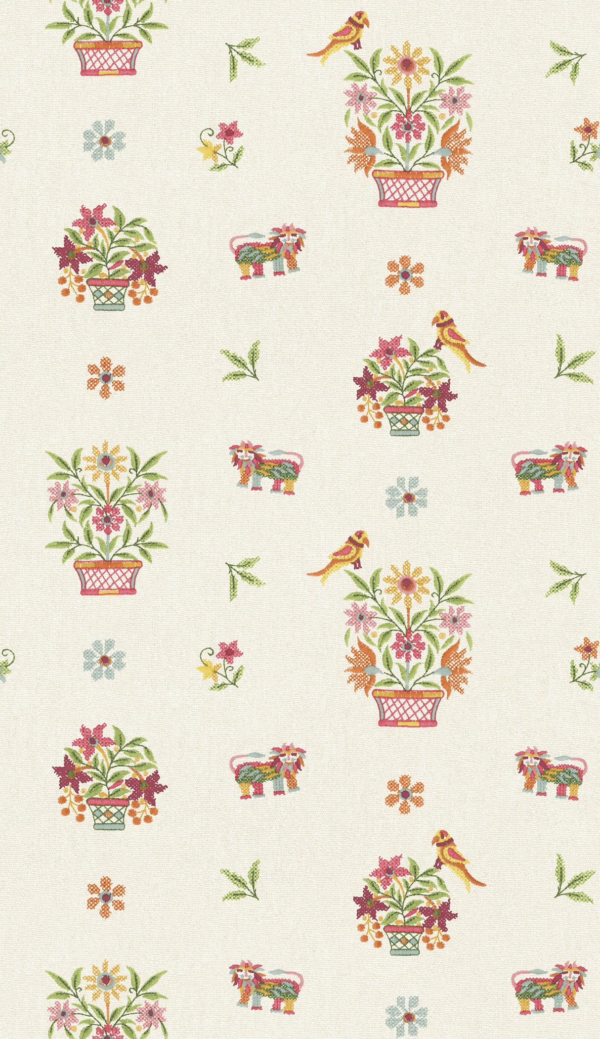 G P & J Baker ROAR STITCH GREEN Wallpaper