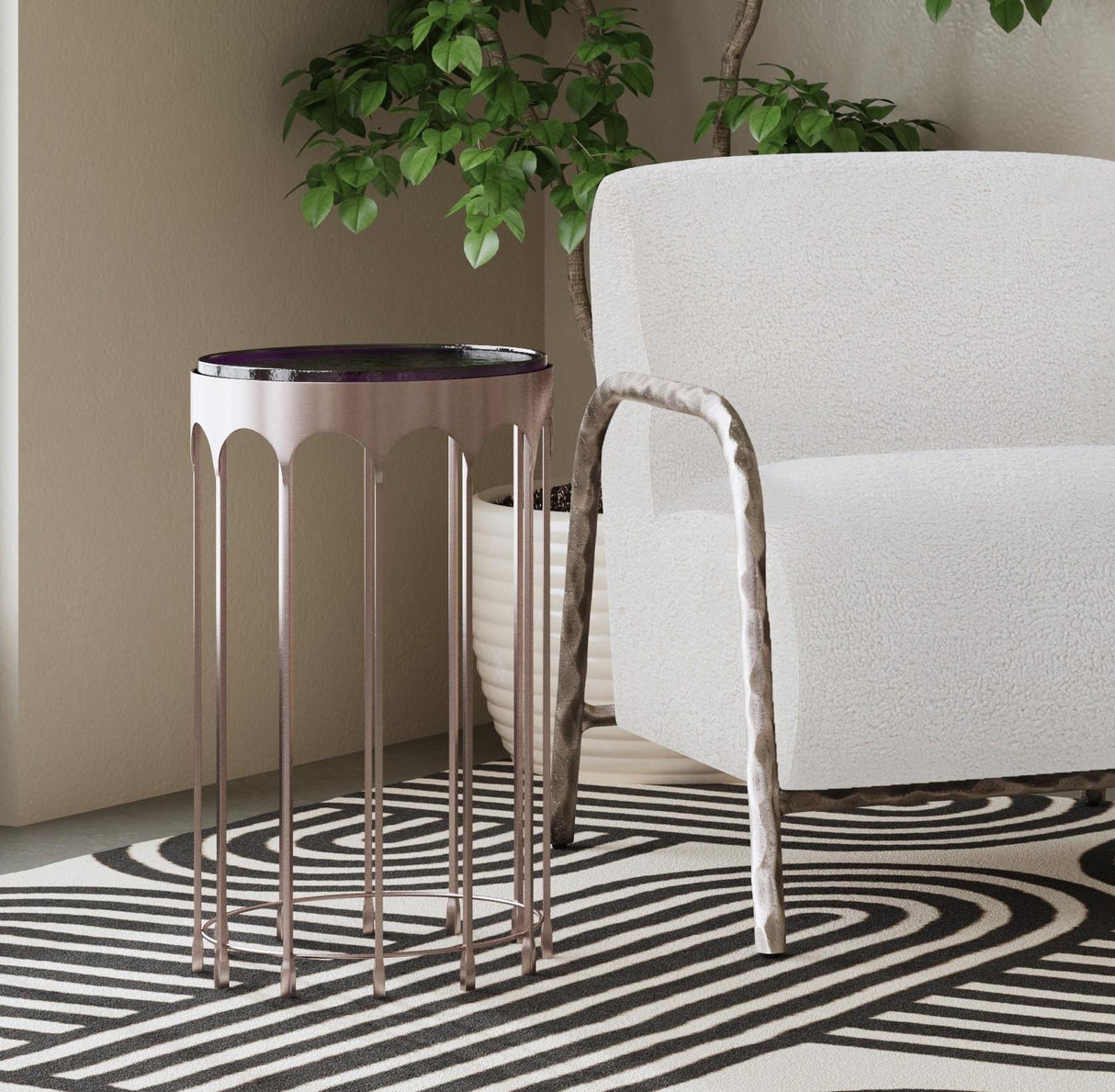 Bassett Silver Hartley Nickel Accent Table