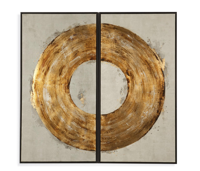 Bassett Gold Ring of Fire Framed Canvas