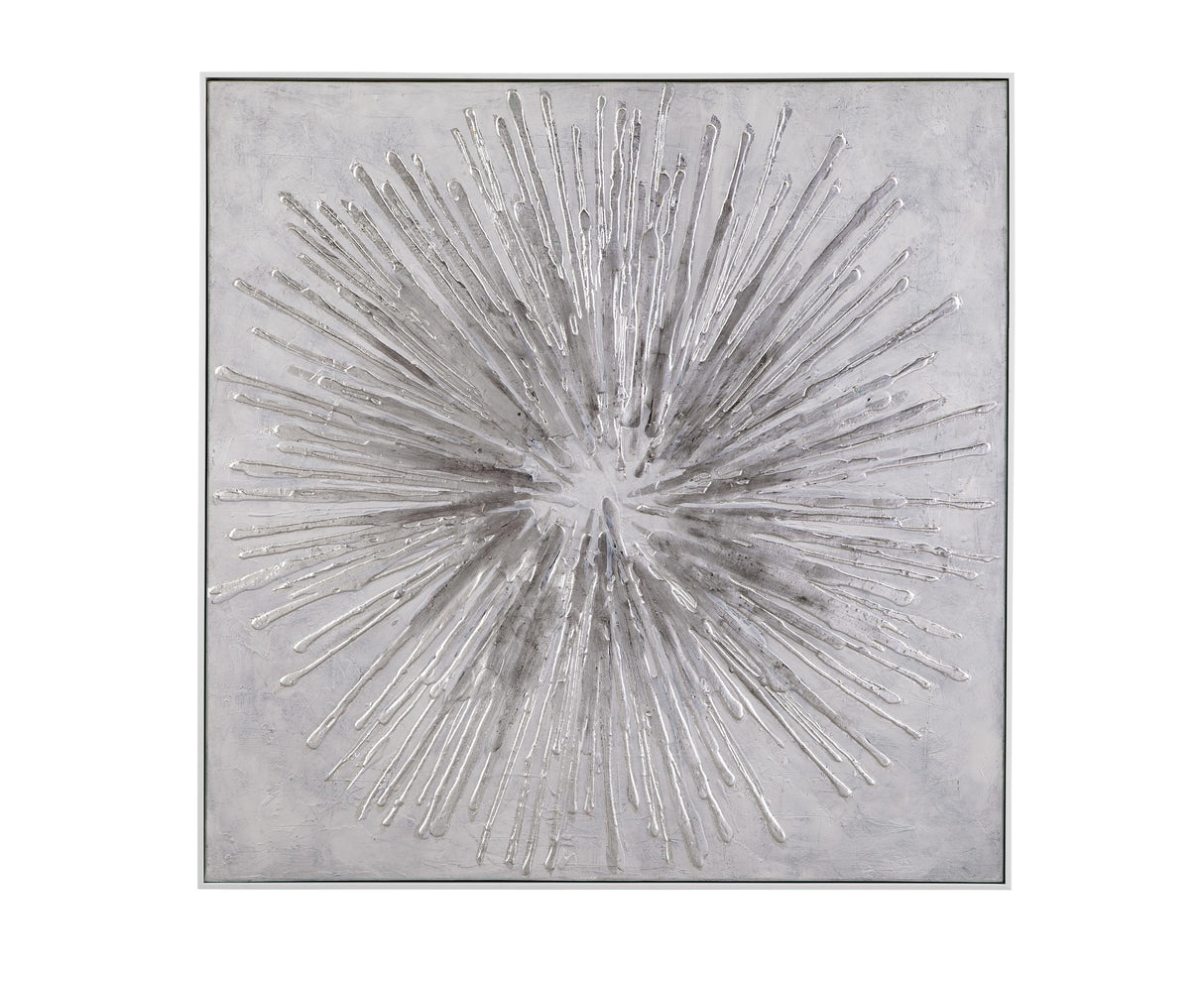 Bassett Silver Energy Burst Framed Canvas