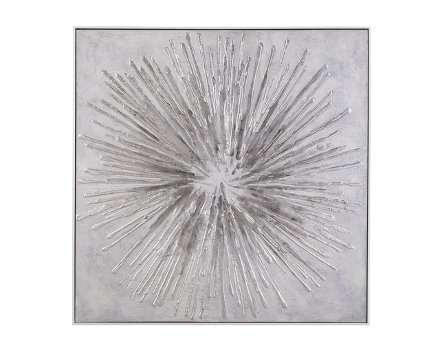 Bassett Silver Energy Burst Framed Canvas