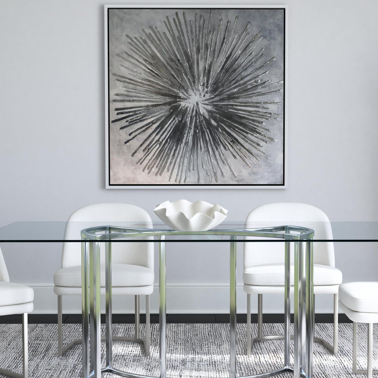 Bassett Silver Energy Burst Framed Canvas