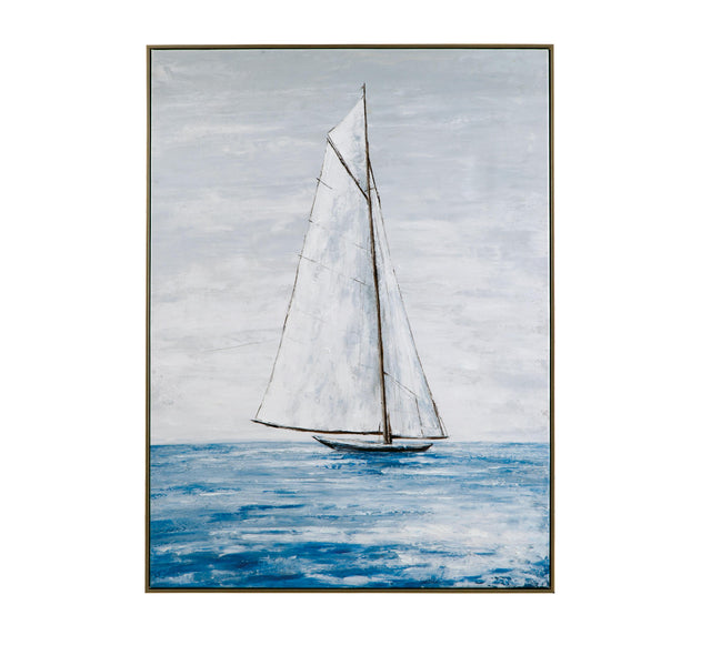 Bassett Blue Set Sail Framed Canvas