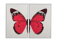 Bassett Red Butterfly Framed Canvas Set of 2