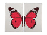 Bassett Red Butterfly Framed Canvas Set of 2