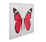 Bassett Red Butterfly Framed Canvas Set of 2