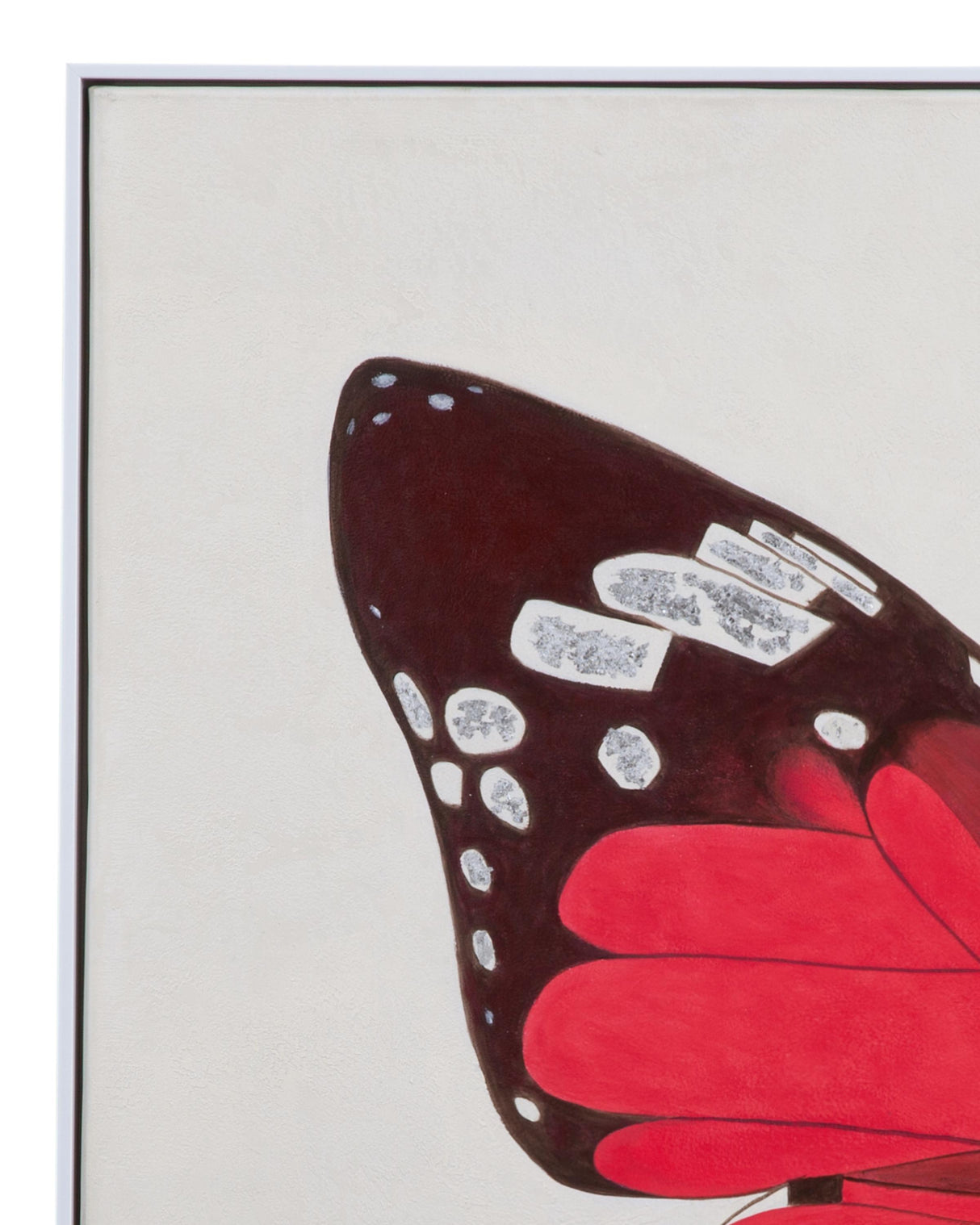 Bassett Red Butterfly Framed Canvas Set of 2