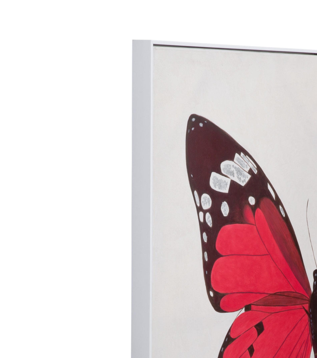 Bassett Red Butterfly Framed Canvas Set of 2