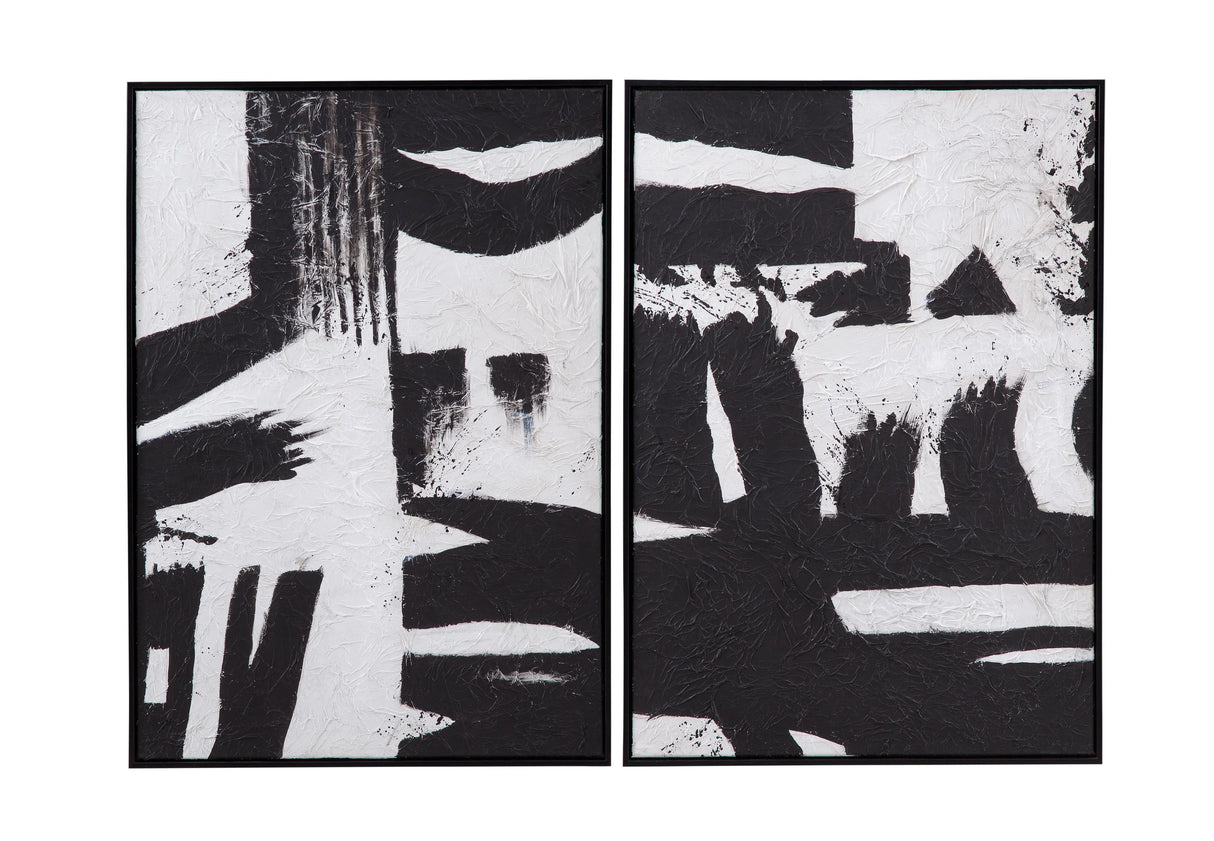 Bassett Black Black & White Framed Canvas Set of 2