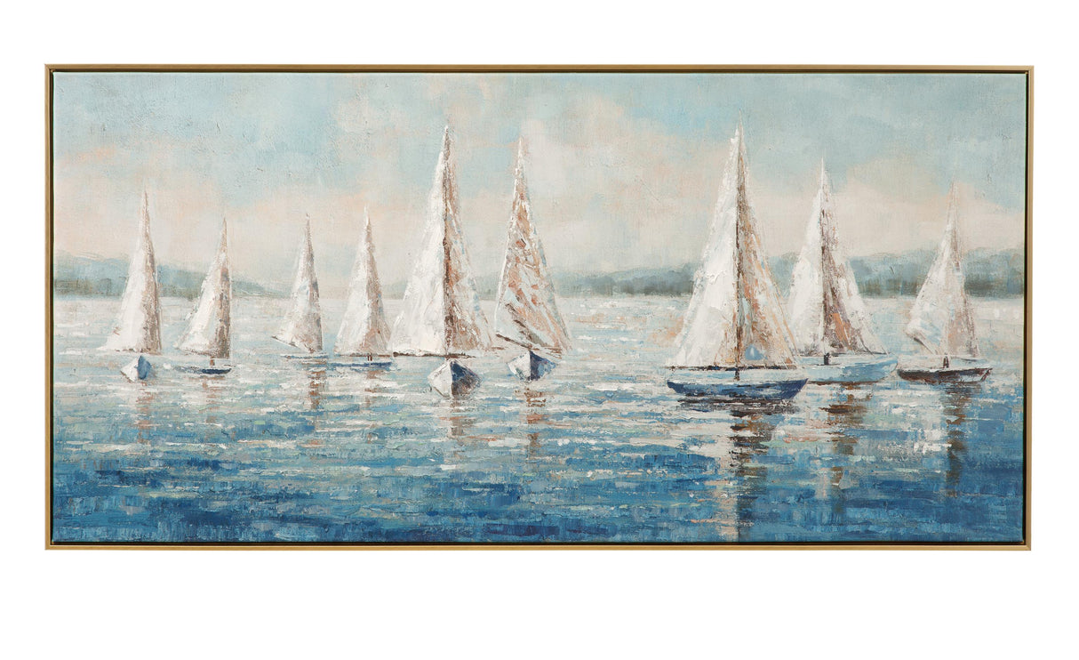 Bassett Gold Sailing Day Framed Canvas
