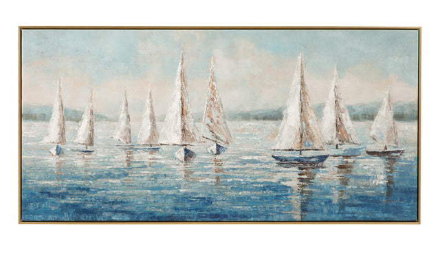 Bassett Gold Sailing Day Framed Canvas