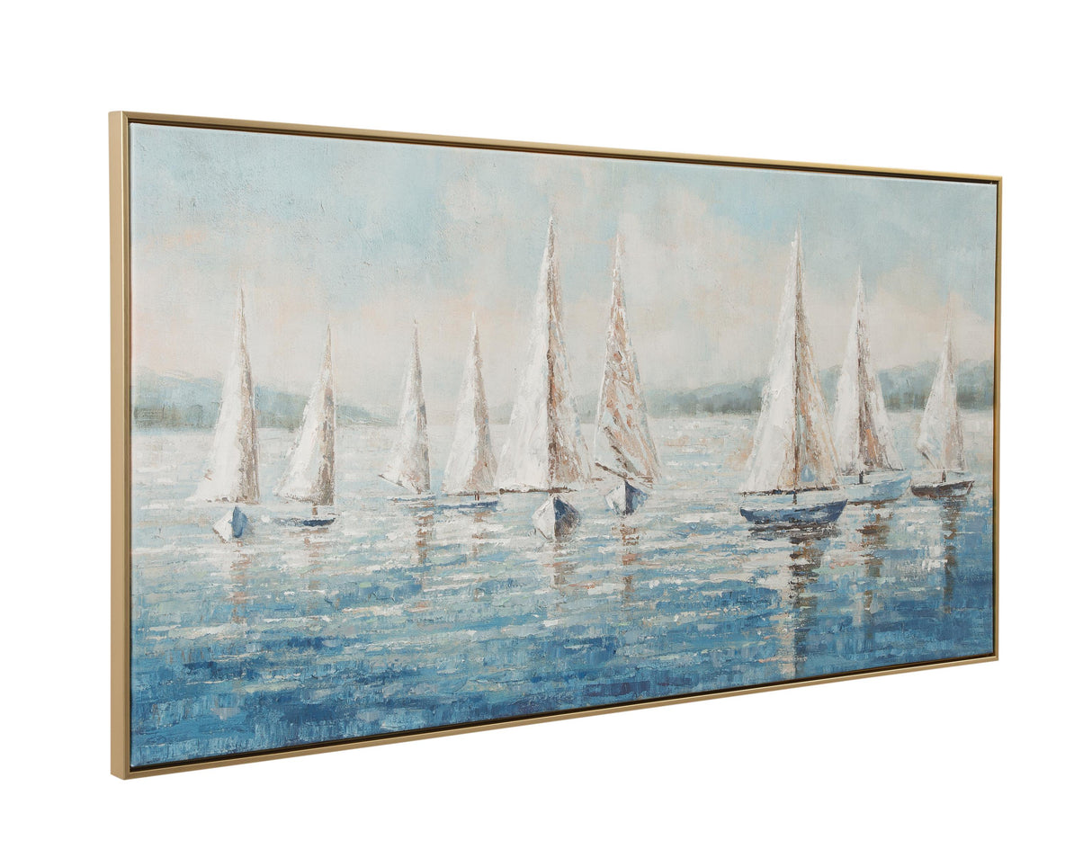 Bassett Gold Sailing Day Framed Canvas