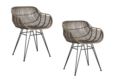 Bassett Brown Ryanne Arm Dining Chair Set of 2