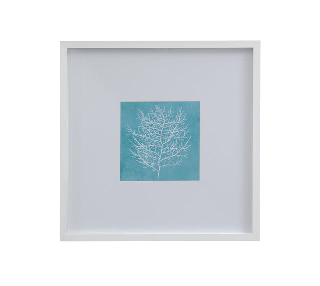 Bassett White White Coral on Blue II Framed Print