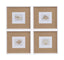 Bassett White Neutral Shell Fresco Framed Print Set of 4