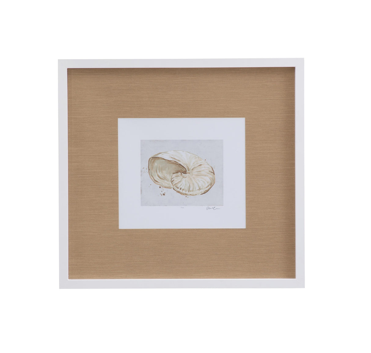 Bassett White Neutral Shell Fresco I Framed Print