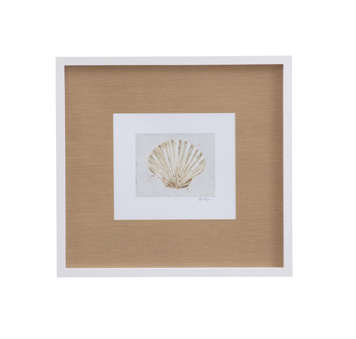 Bassett White Neutral Shell Fresco IV Framed Print