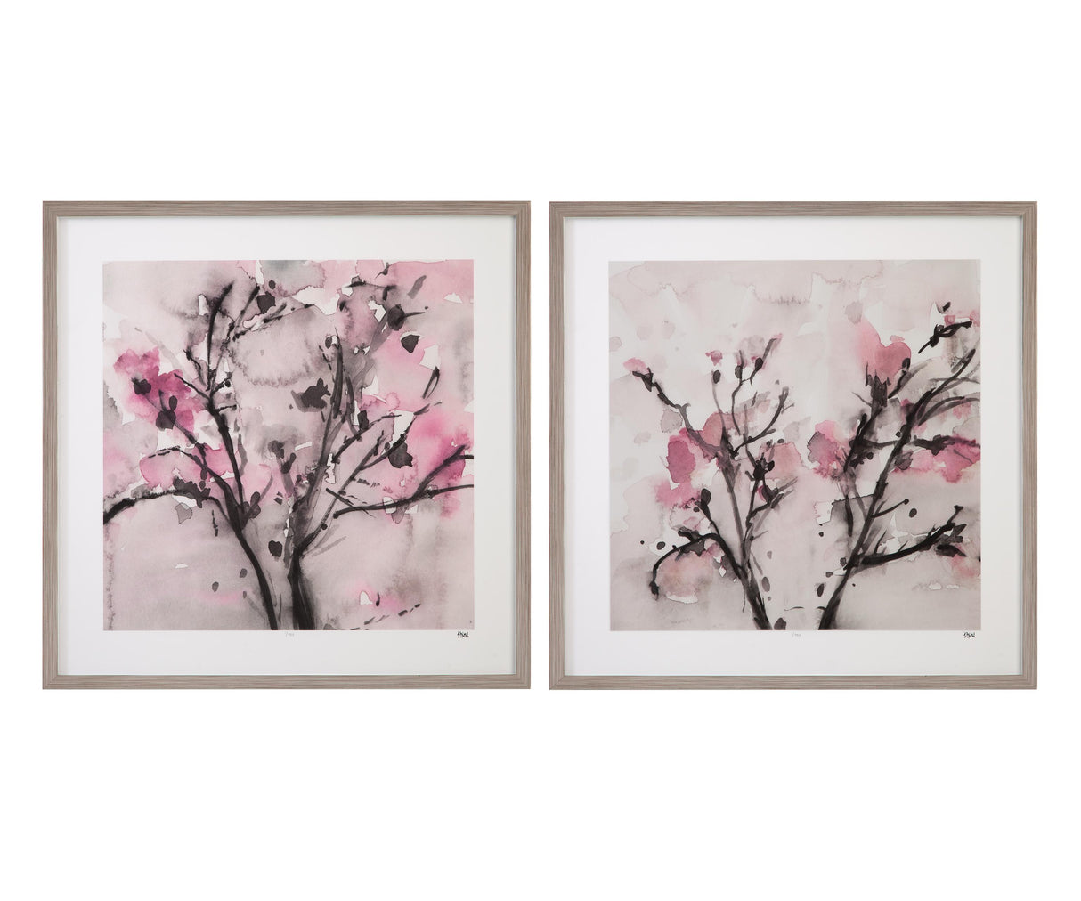 Bassett Pink The Blossoms Framed Print Set of 2