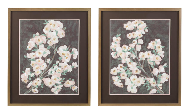 Bassett Brown Branch Burgundy Framed Print s/2