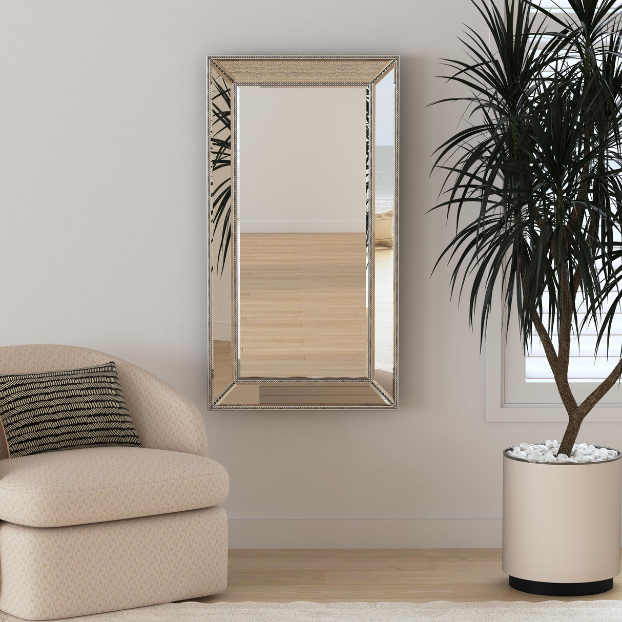Bassett Silver Beaded Wall Mirror