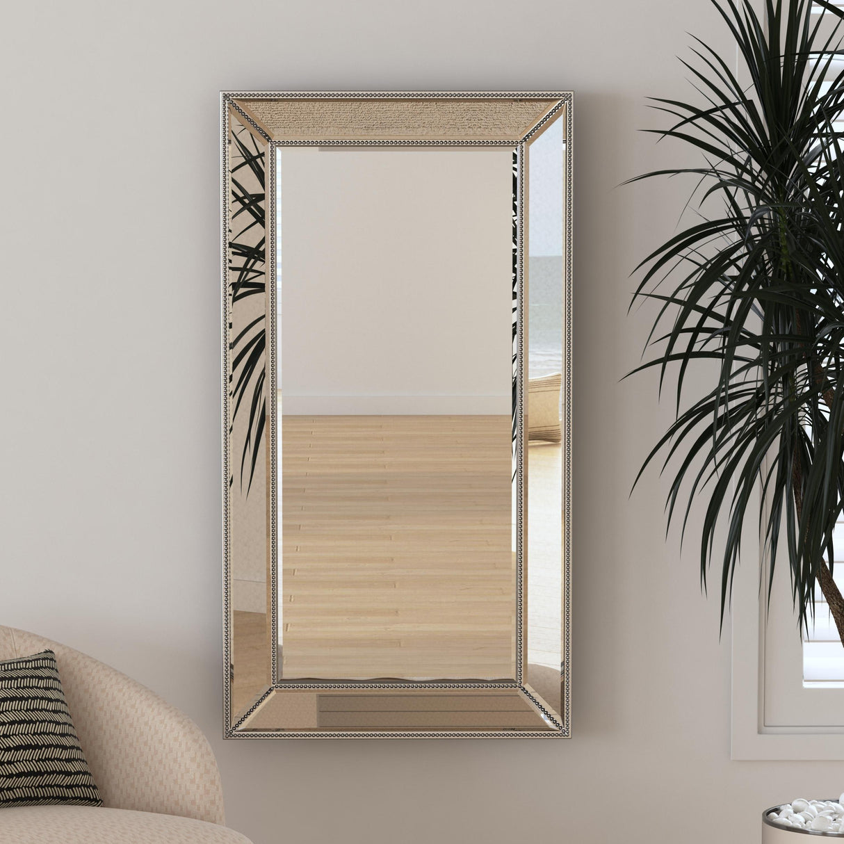Bassett Silver Beaded Wall Mirror