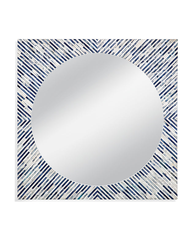 Bassett Blue Sunburst Bone Wall Mirror