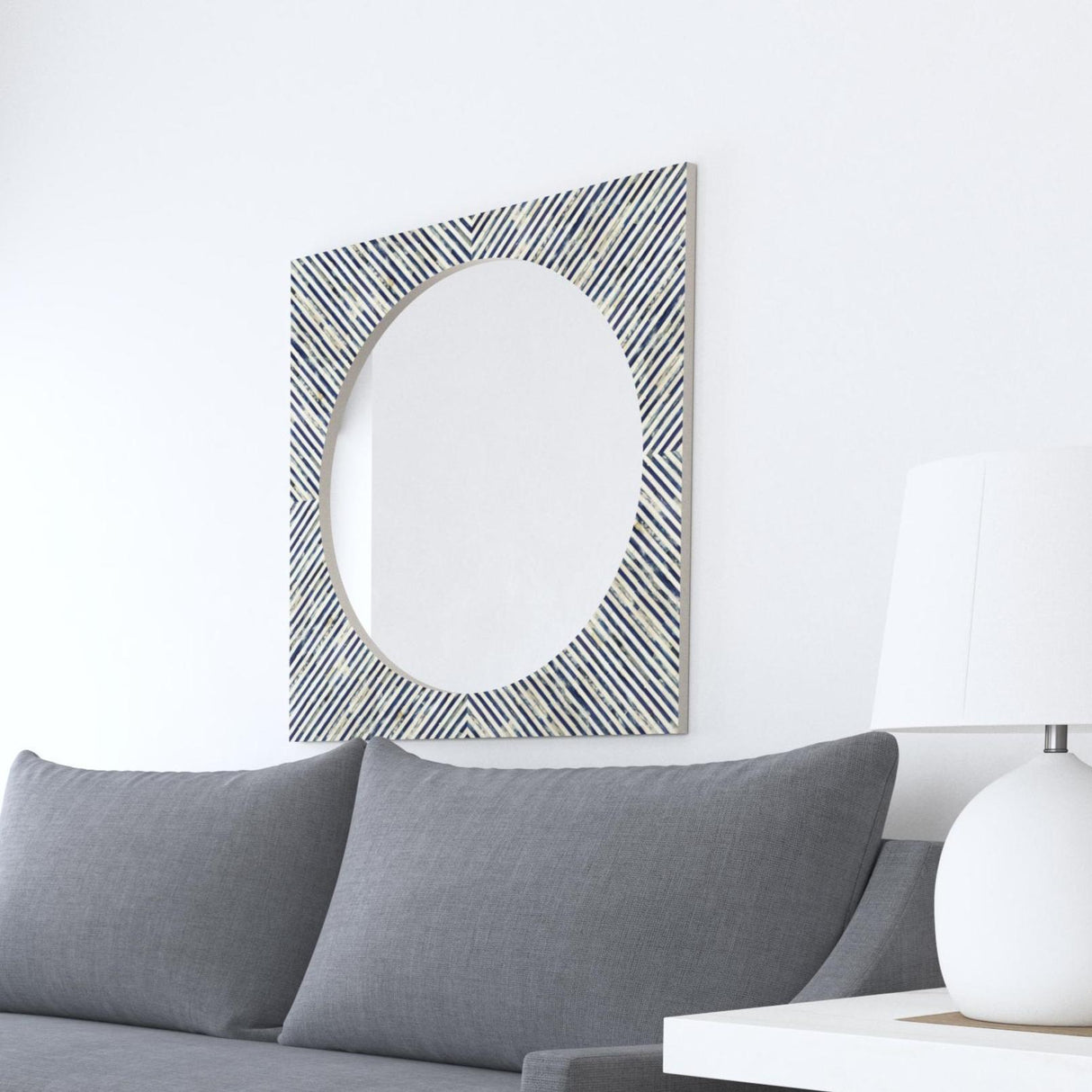 Bassett Blue Sunburst Bone Wall Mirror