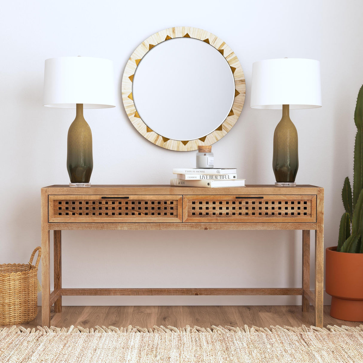 Bassett White Global Wall Mirror