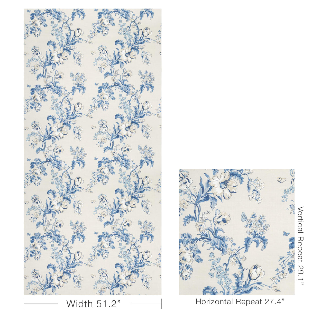 Brunschwig & Fils MAINTENON PRINT BLUE Fabric