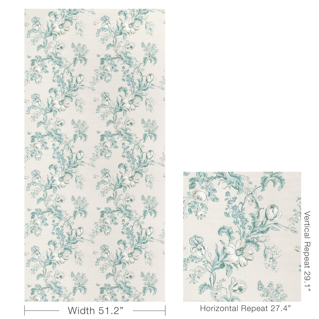 Brunschwig & Fils MAINTENON PRINT AQUA Fabric