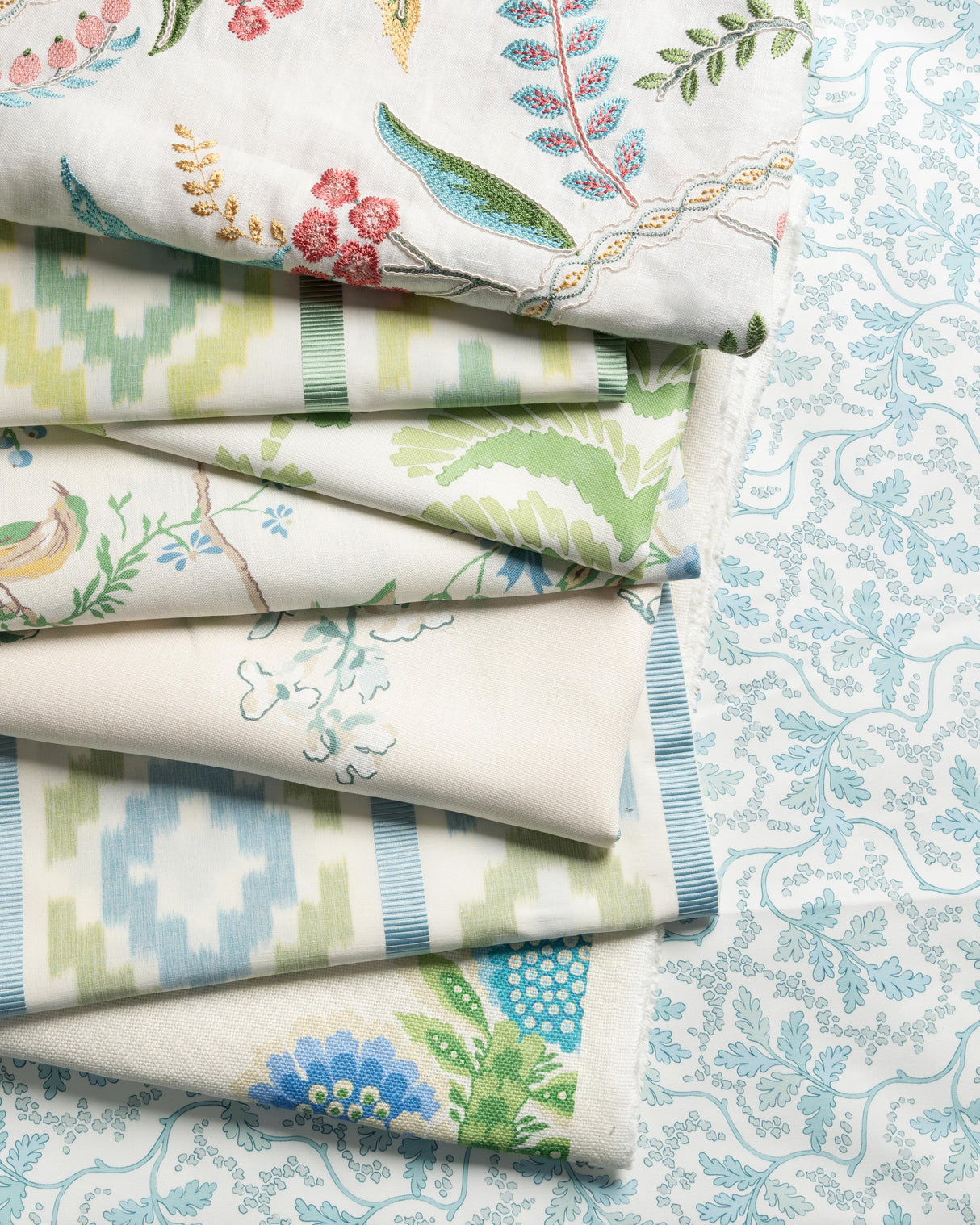 Brunschwig & Fils MAINTENON PRINT AQUA Fabric