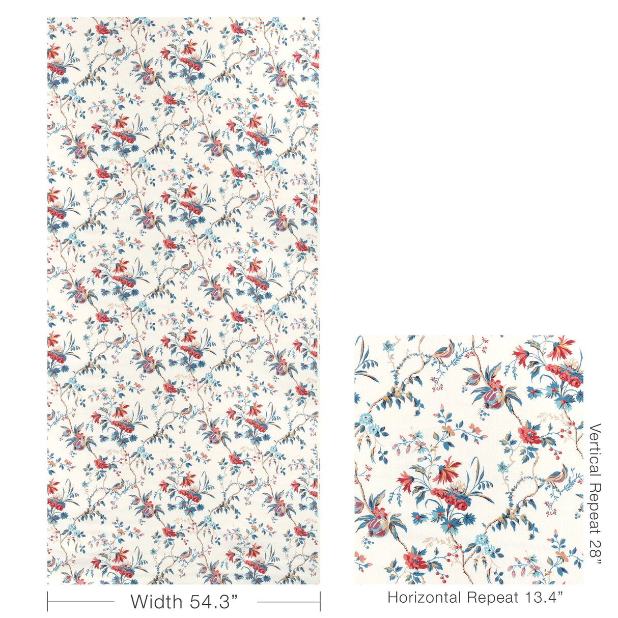 Brunschwig & Fils LOCKLIN PRINT RED/BLUE Fabric