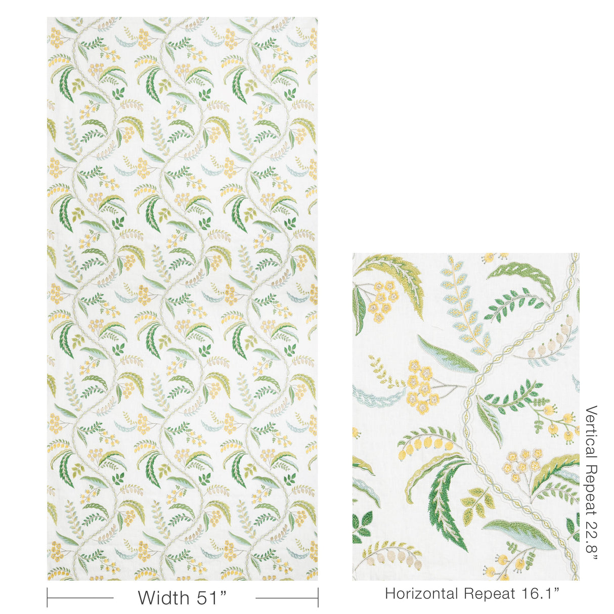 Brunschwig & Fils GENIVE EMB VERT/SOLEIL Drapery Fabric