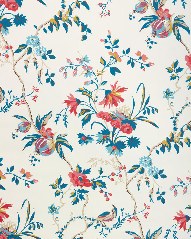 Brunschwig & Fils LOCKLIN RED/BLUE Wallpaper