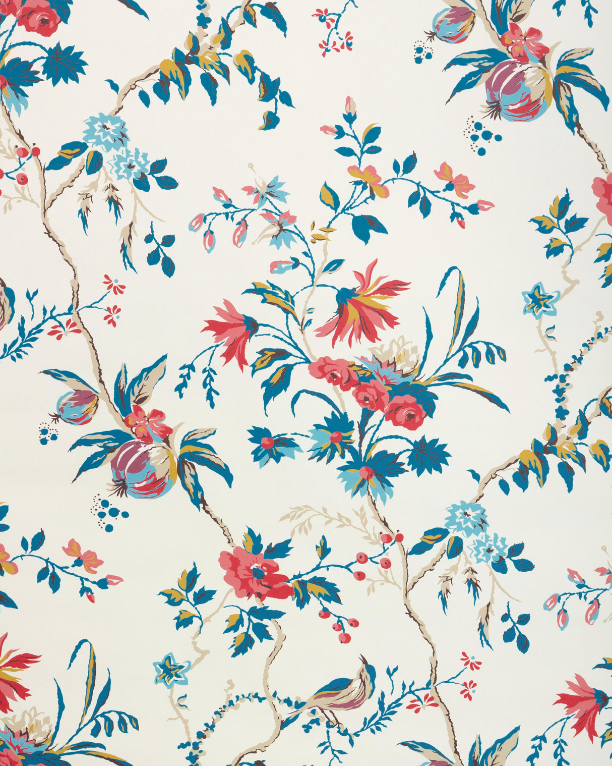 Brunschwig & Fils LOCKLIN RED/BLUE Wallpaper