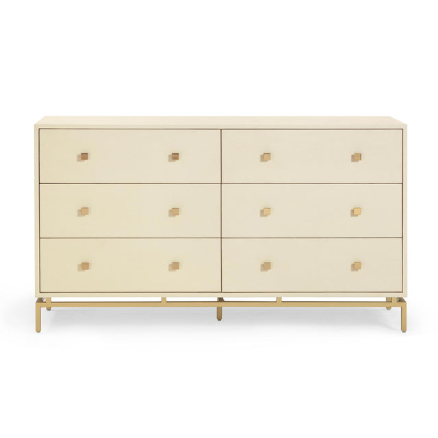 TOV Pesce Cream Shagreen 6 Drawer Dresser