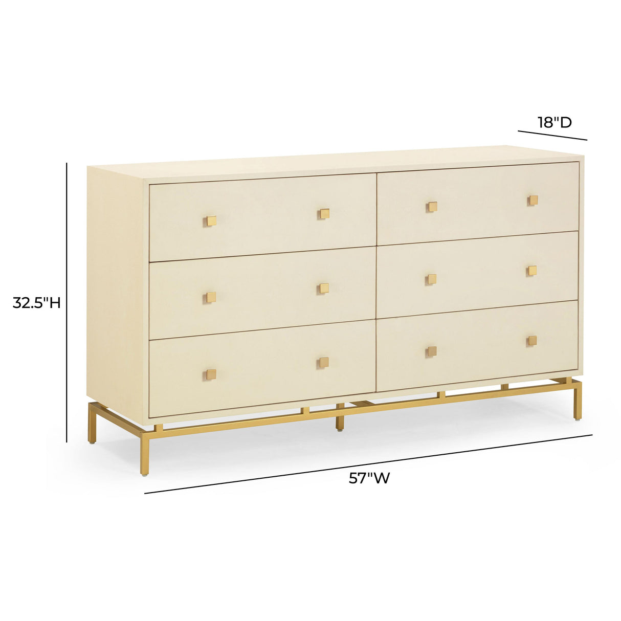 TOV Pesce Cream Shagreen 6 Drawer Dresser