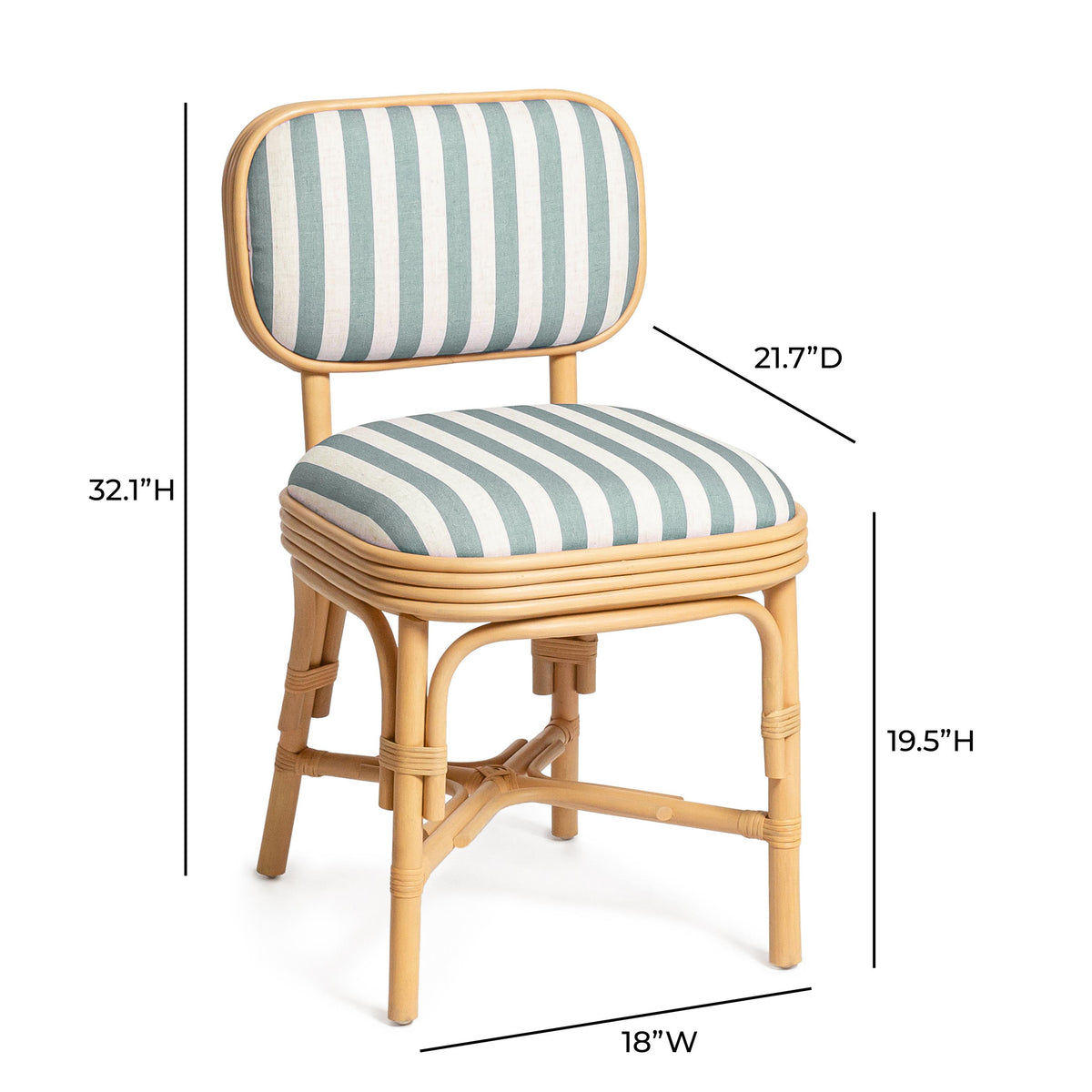 TOV Dorine Mint Green Striped Dining Chair