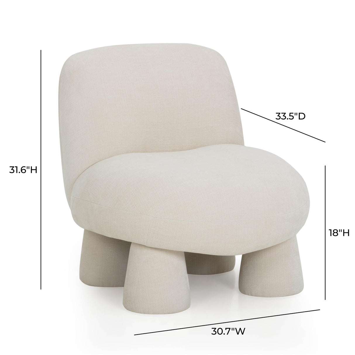 TOV Stomp Cream Upcycled Chenille Accent Chair