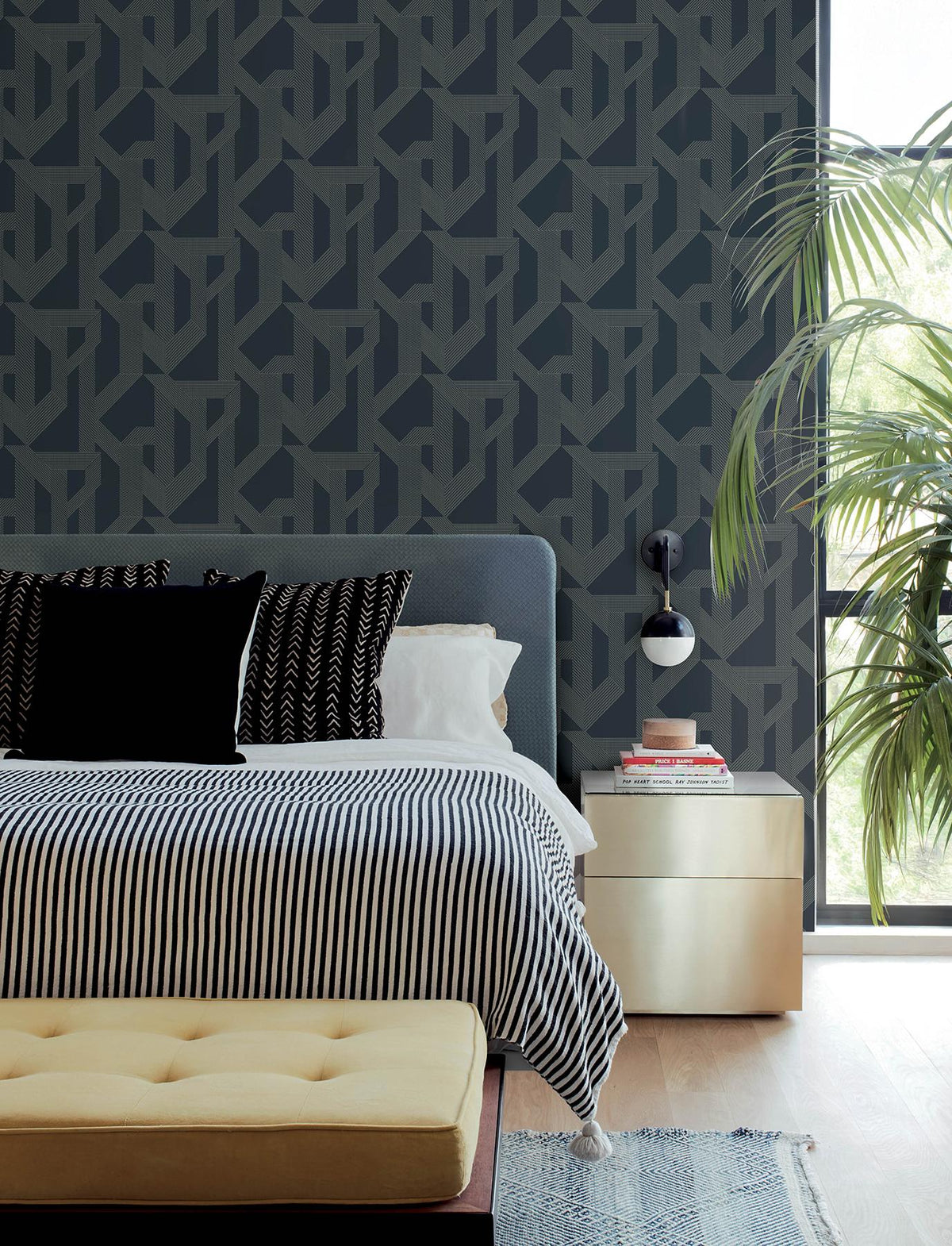 A-Street Prints Franz Navy Geometric Wallpaper
