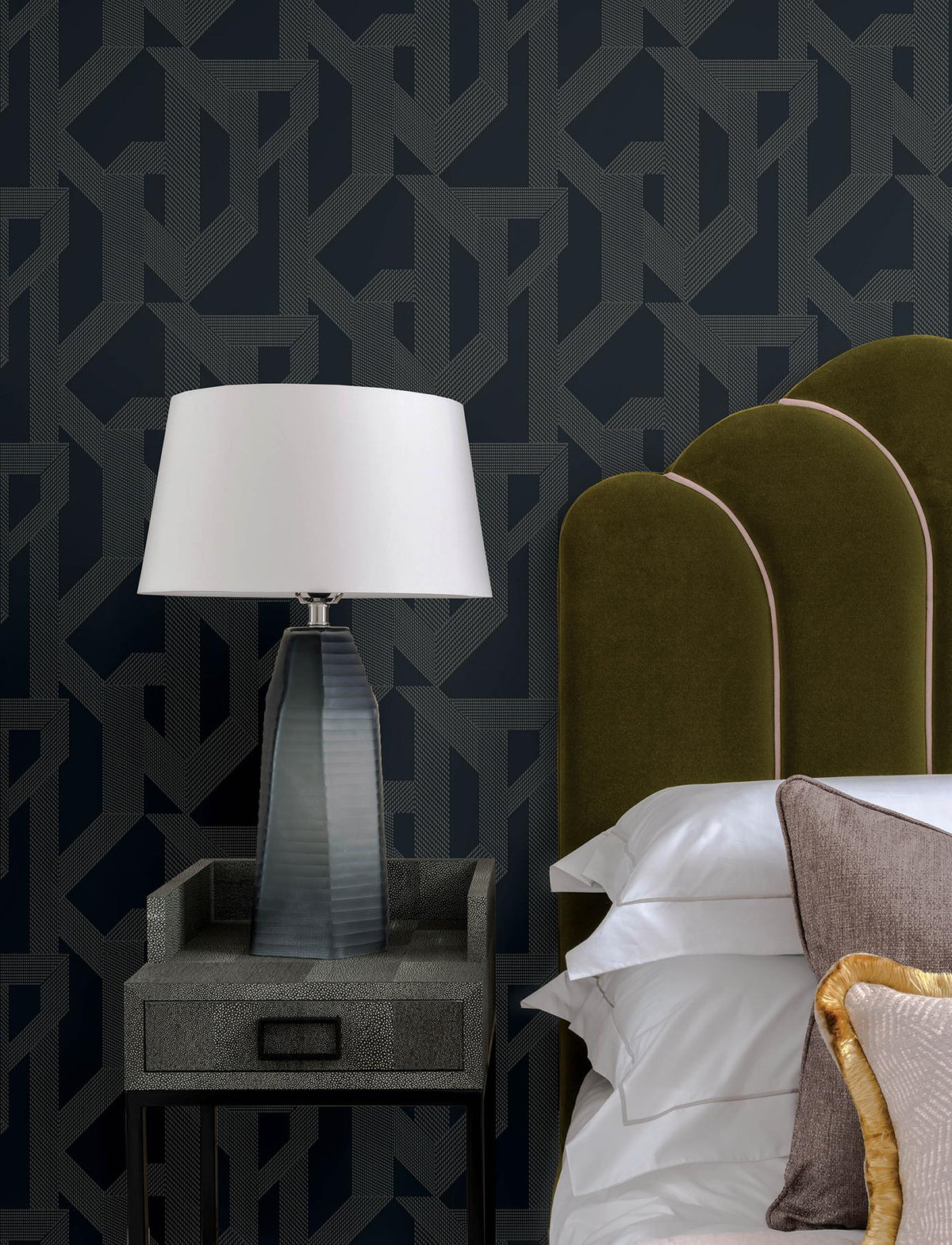 A-Street Prints Franz Navy Geometric Wallpaper