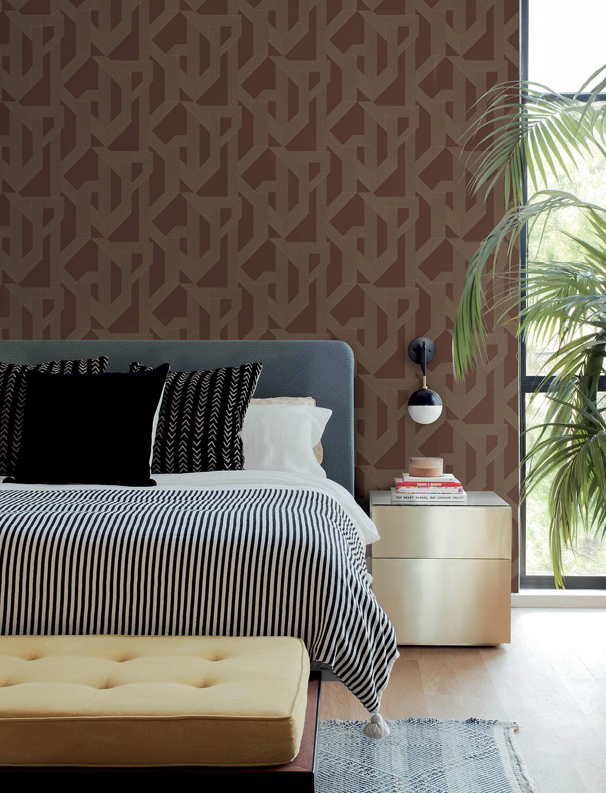 A-Street Prints Franz Maroon Geometric Wallpaper
