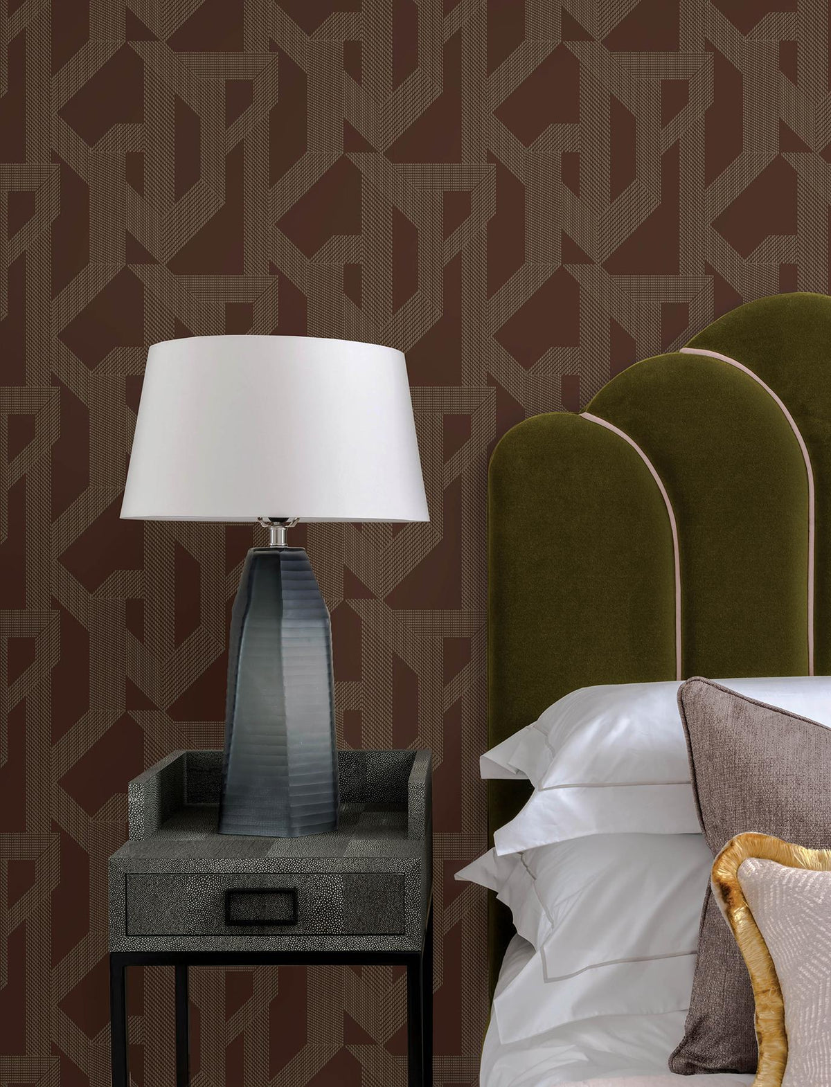 A-Street Prints Franz Maroon Geometric Wallpaper
